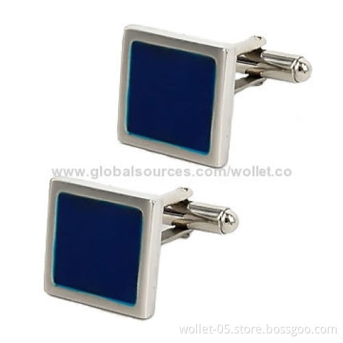 Square Cufflinks with Red and Blue Plating, Fashion Men's Love